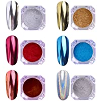 AIMEILI 6 colors Polvo Acrilico Para Uñas Colores Esmalte Uñas Efecto Espejo Arte de Uñas Cromo Pigmento Holográfica…